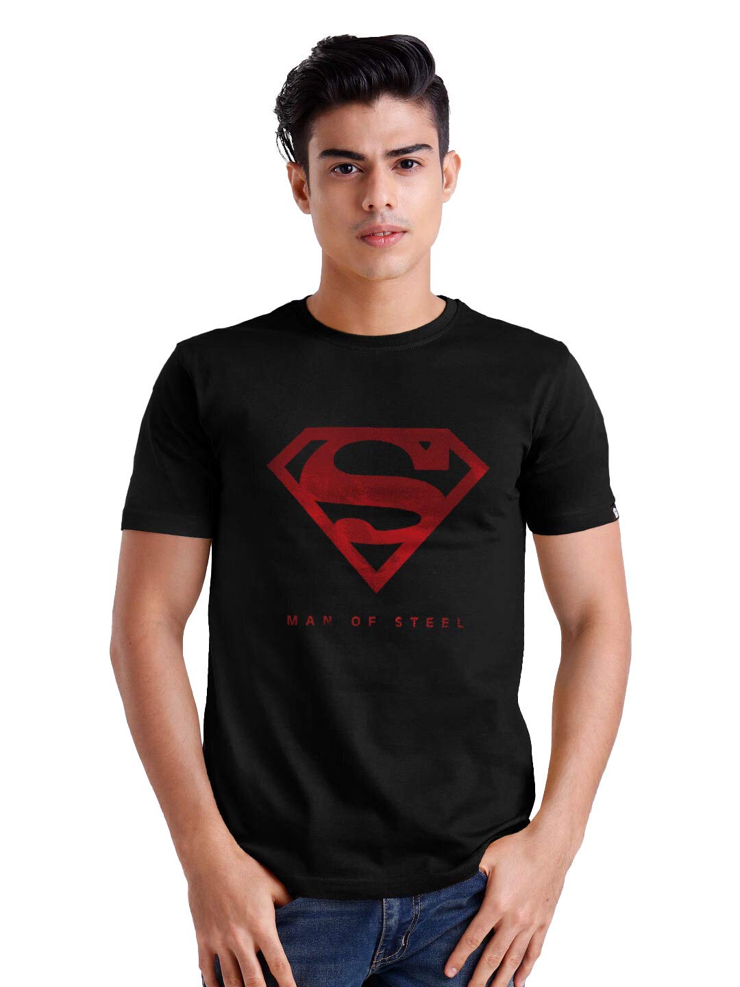 the souled store Superman: Iconic Emblem Mens and Womens Graphic Printed Cotton T-Shirt Black-picture-10