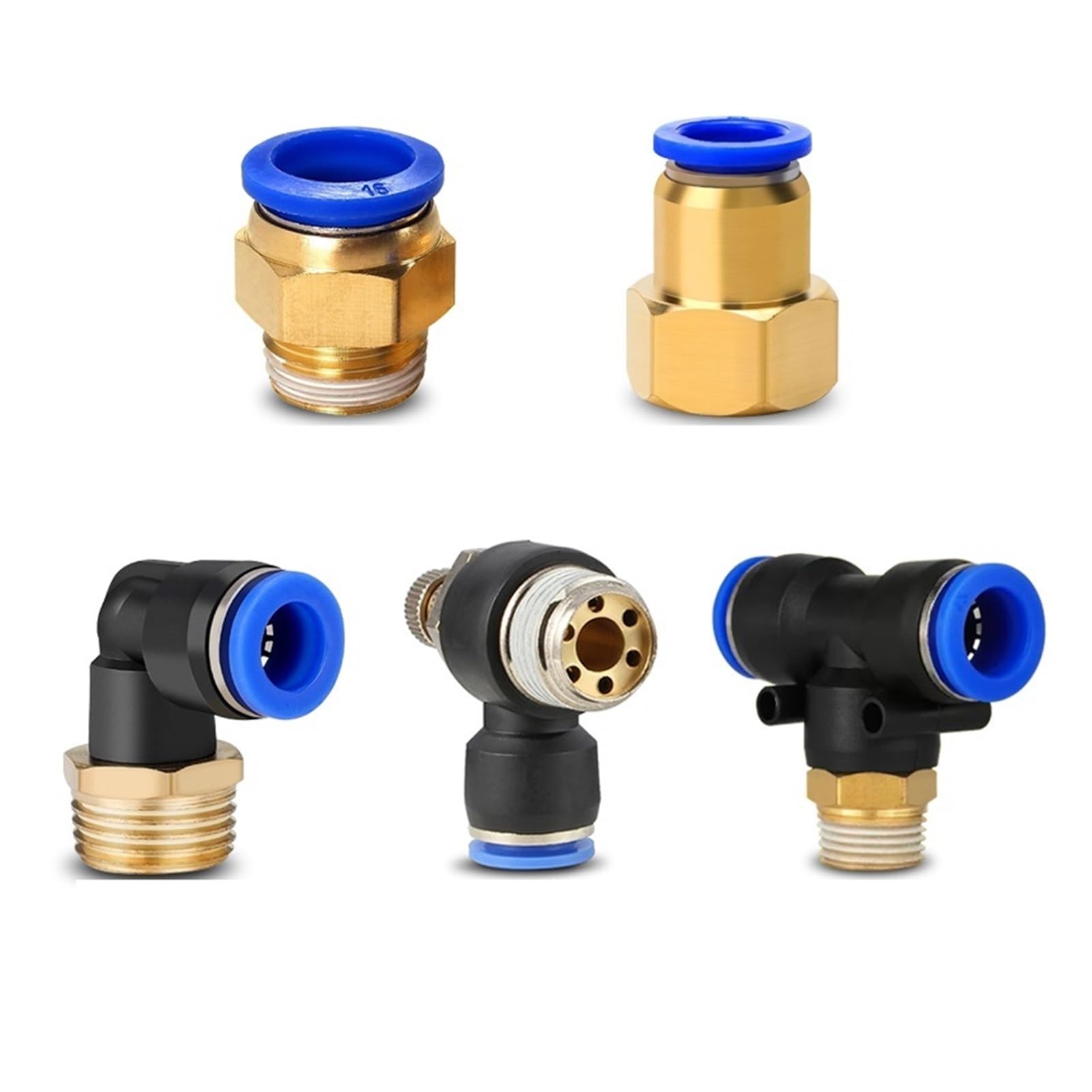 Racores Push to Connect Conectores neumáticos de aire (5 unidades, PC/PCF/PL/PB/SL, 4 mm, 6 mm, 8 mm, rosca de 1/8", 1/4", 3/8", 1/2"), conectores rápidos for mangueras.(OD12mm-1I4,SL (5PCS))