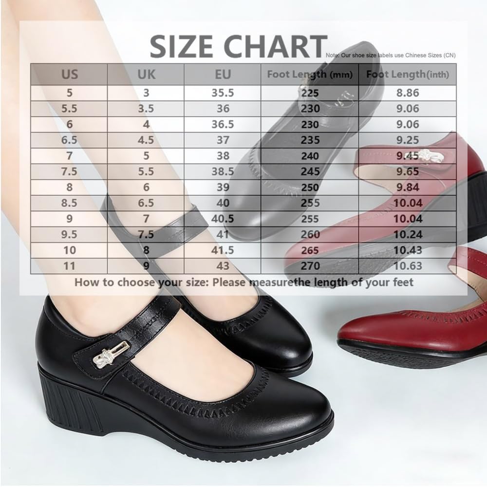 Zapatos Mary Jane de cuña para mujer, con puntera cerrada, para mujer