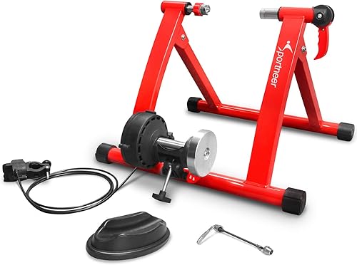 Bike Trainer Stand Indoor Riding - Sportneer Magnetic Stationary Bicycle Exercise Stand with Noise Reduction Wheel, 6 Resistance Adjustable