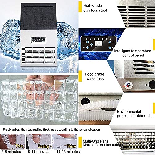 Ice Cube Maker Ice Maker Commercial, LED-Anzeige, 10 Minuten schnelle Eisherstellung, einstellbare Dicke, 50 kg/Tag… – Bild 7