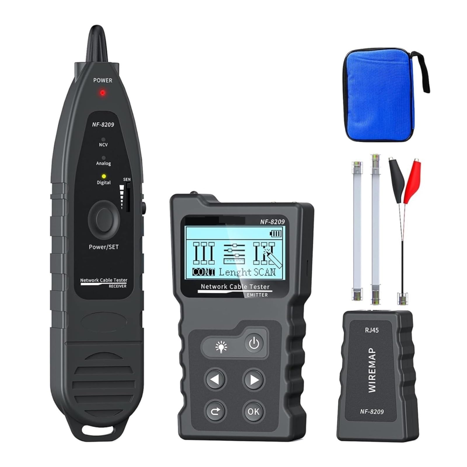 Netzwerkkabeltester Ethernet-Kabel-Tracker Checker LCD-Display Länge Messen Wiremap-Tester Netzwerk-Tools Leicht Und Tragbar