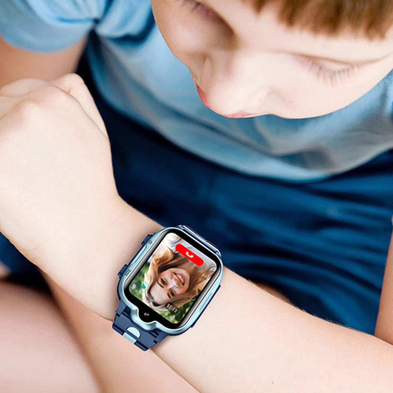 Reloj Inteligente 4G para Niños y Niñas - Teléfono Con Posición GPS, Videollamada, Cámara, IP67 Impermeable, Pantalla Táctil Smartwatch (Azul)