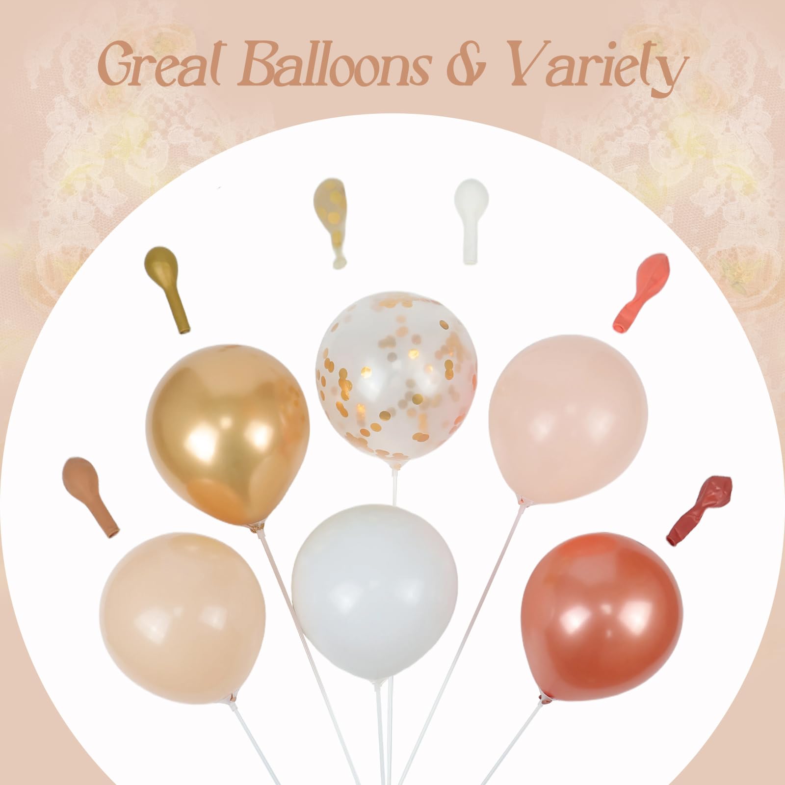 Pfirsich-Ballonbogen, Pfirsich-Luftballons, 125 Stück, mit pastell-orangefarbener, hautfarbener weißer Perle, Roségold, Metallic-Gold, Konfetti-Ballons für Boho-Babyparty, Brautschmuck, Hochzeit