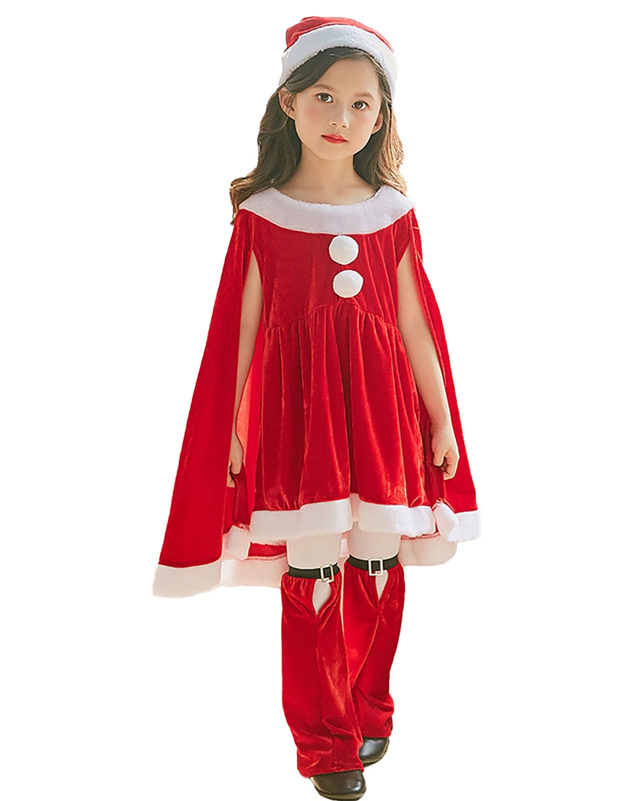 Girls' Christmas Clothing, Christmas Long Sleeved Shawls and Hats, Cute Winter Christmas Clothing