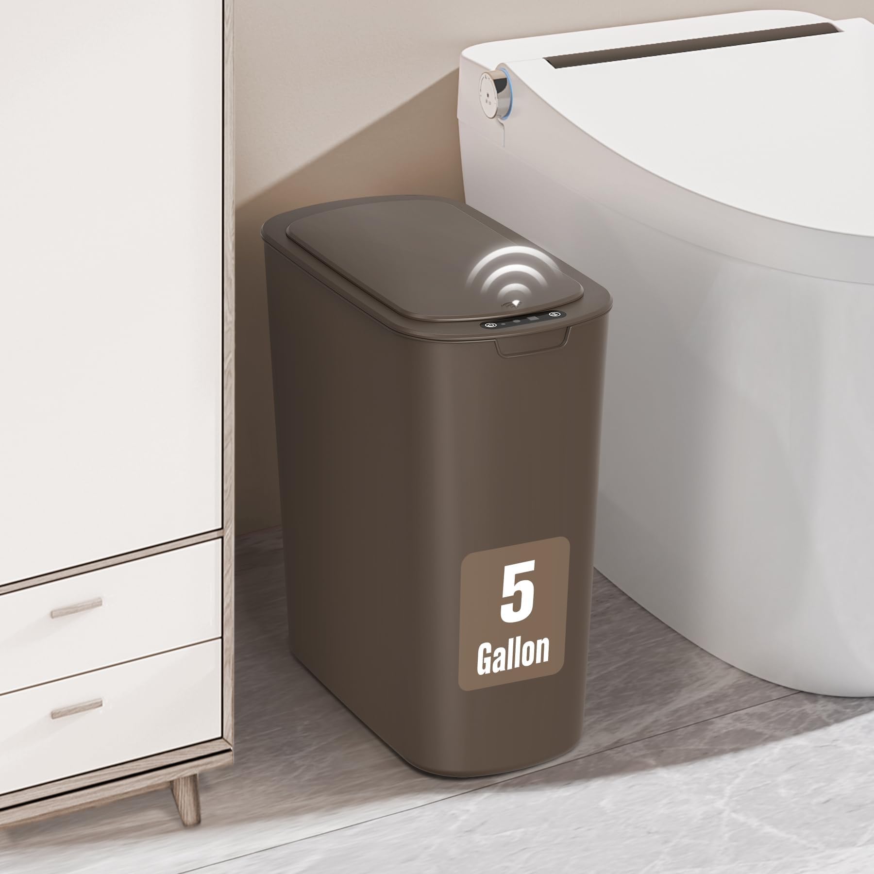 Photo 1 of Cesun 5 Gallon Automatic Trash Can - Brown