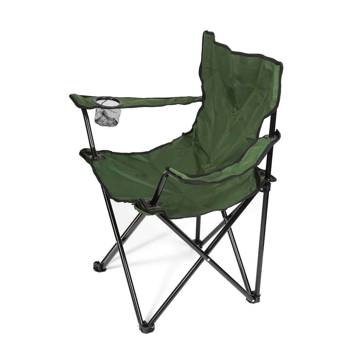 2 sedie pieghevoli da pesca con porta bevande, sedia da campeggio con braccioli, sedia da spiaggia, sedia pieghevole con borsa per il trasporto, fino a 130 kg (verde)