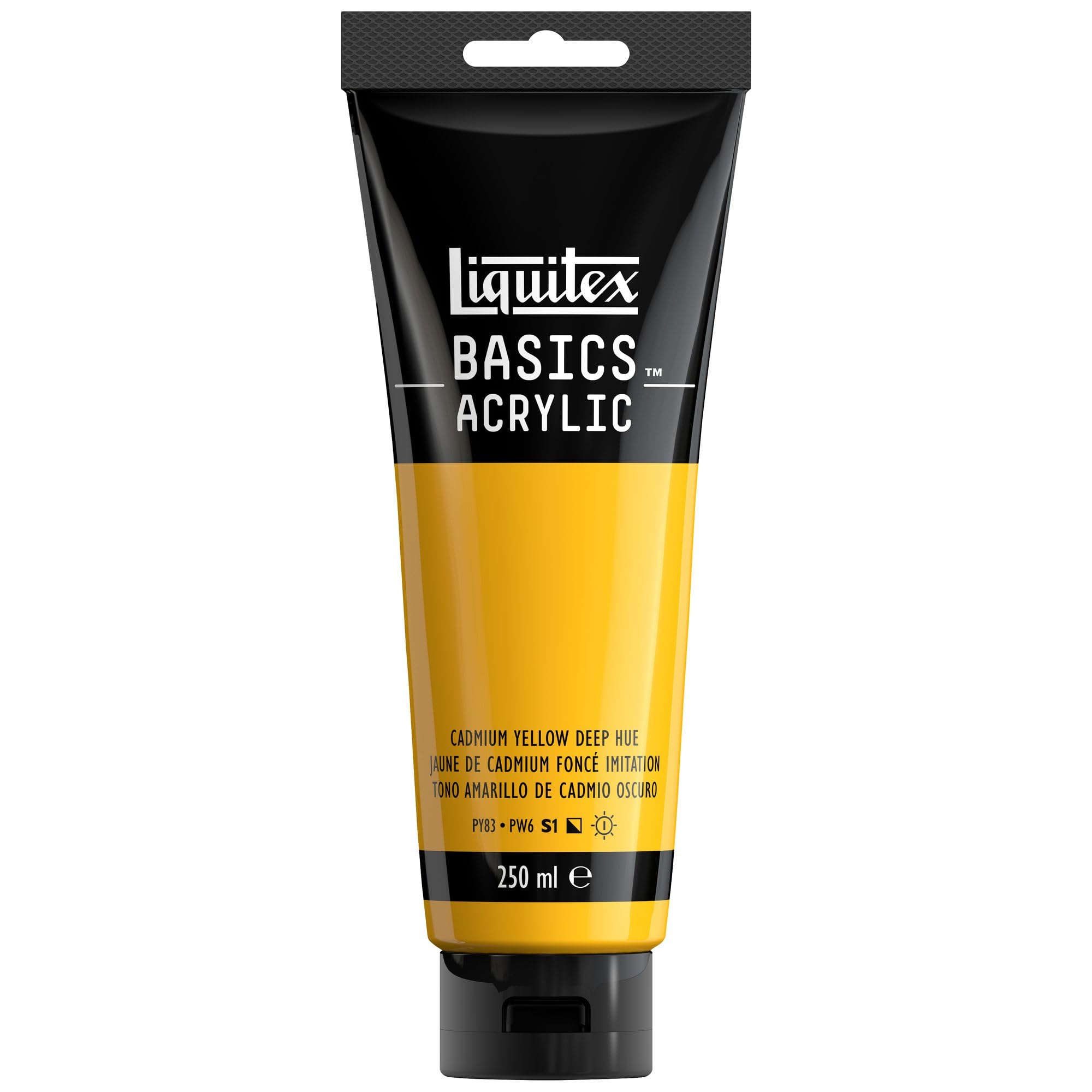LIQUITEX 88700217 Basics Acrylic Paint, Cadmium Yellow Deep Hue, 250 ml Tube