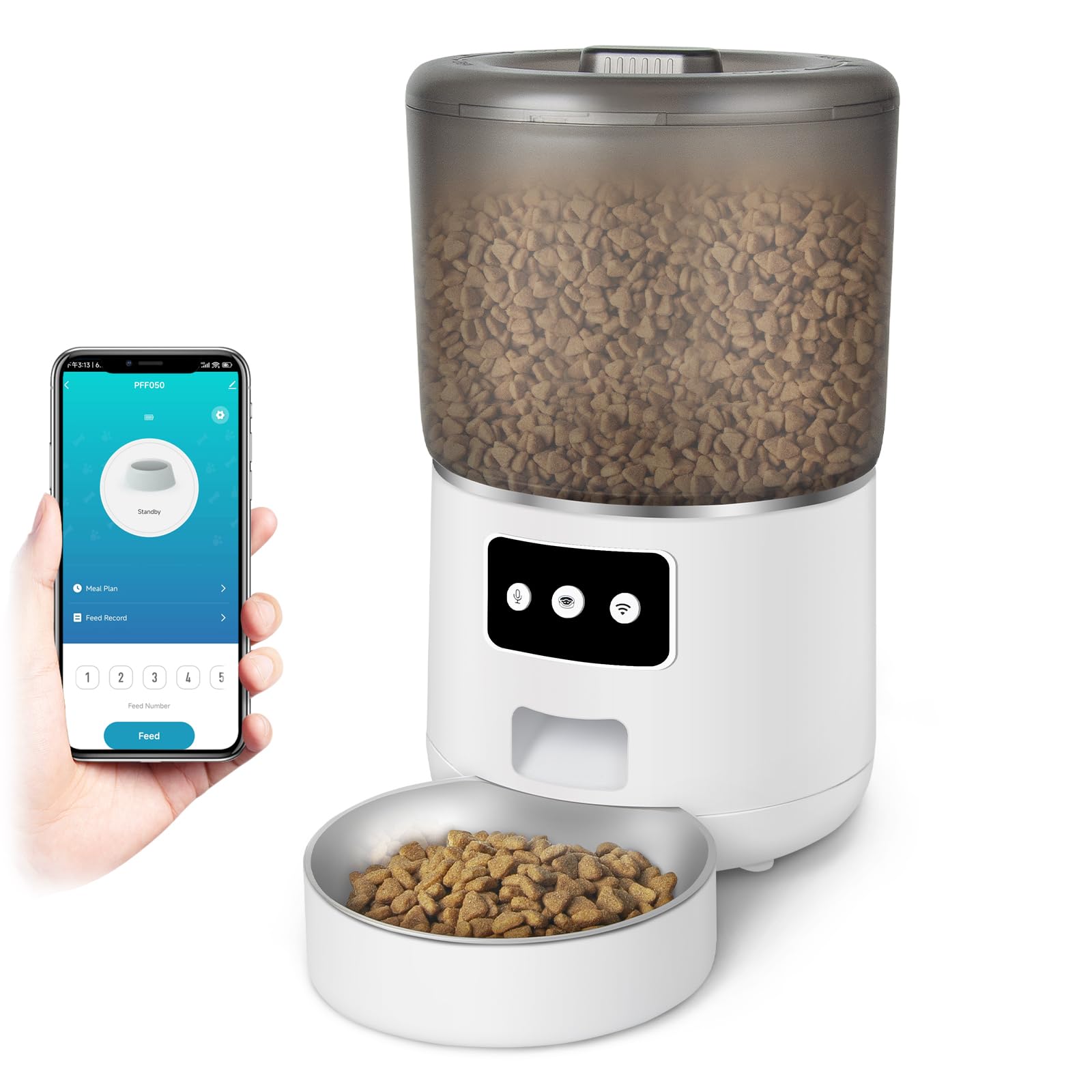 4L Automatic Cat Food Dispenser, WiFi Automatic Cat Feeder with APP Control for Remote Feeding, Automatic Dog Feeder with 10S Dining Voice Record, Timed Cat Feeder Programmable 1-10 Meals Control