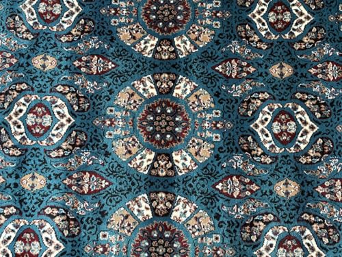 Image of Premium Runner Carpet, Vintage Medallion Pattern, Non Slip, Thick, Ideal for Bedroom, Living Room & Entryway, 3x5 Feet Teal Multi Color