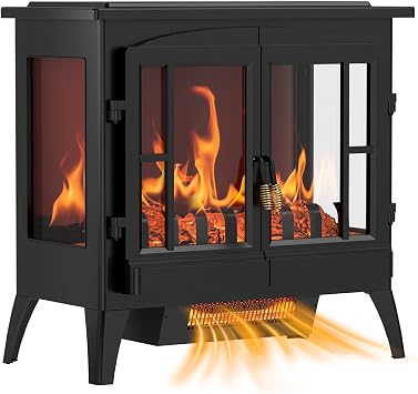Quiniver Freestanding Two Door Electric Stove 270  Wide View Heater