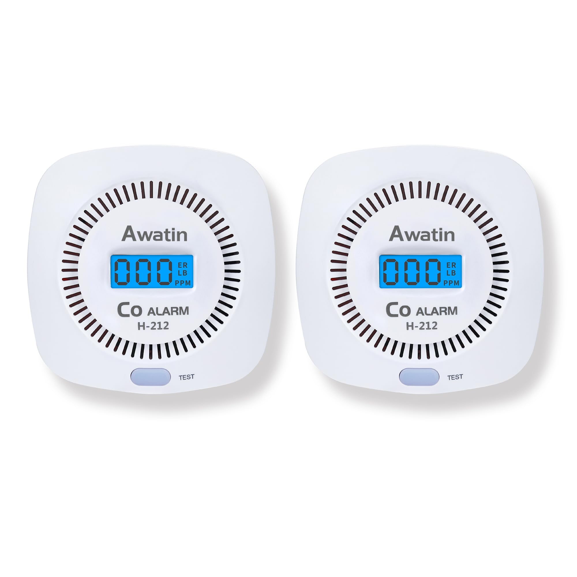 2 Pack Carbon Monoxide Detectors - Carbon Monoxide Alarm Battery Powered, CO Detectors with Digital Display for Home, Easy to Install