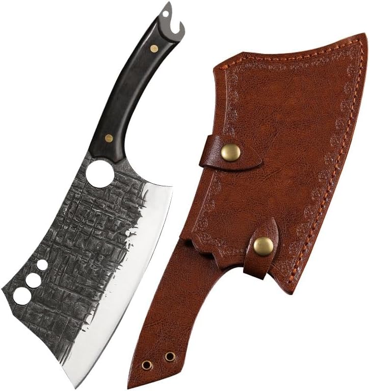 Meat Cleaver,Cleaver Knife Kitchen Knives Stainless Steel Butcher Knife Cleaver Meat Vegetable Camping Hunting Fishing Knife Outdoor Survival Boning Knives (Color : Knife with Cover)