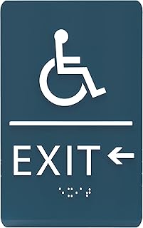 6"X9" Exit Left Sign with Arrow - ADA Compliant Tactile Graphics Grade 2 Braille Text Wall Signs - Emergency Rescue Safety Sign for School, Office, Business, Apartment, Restaurant