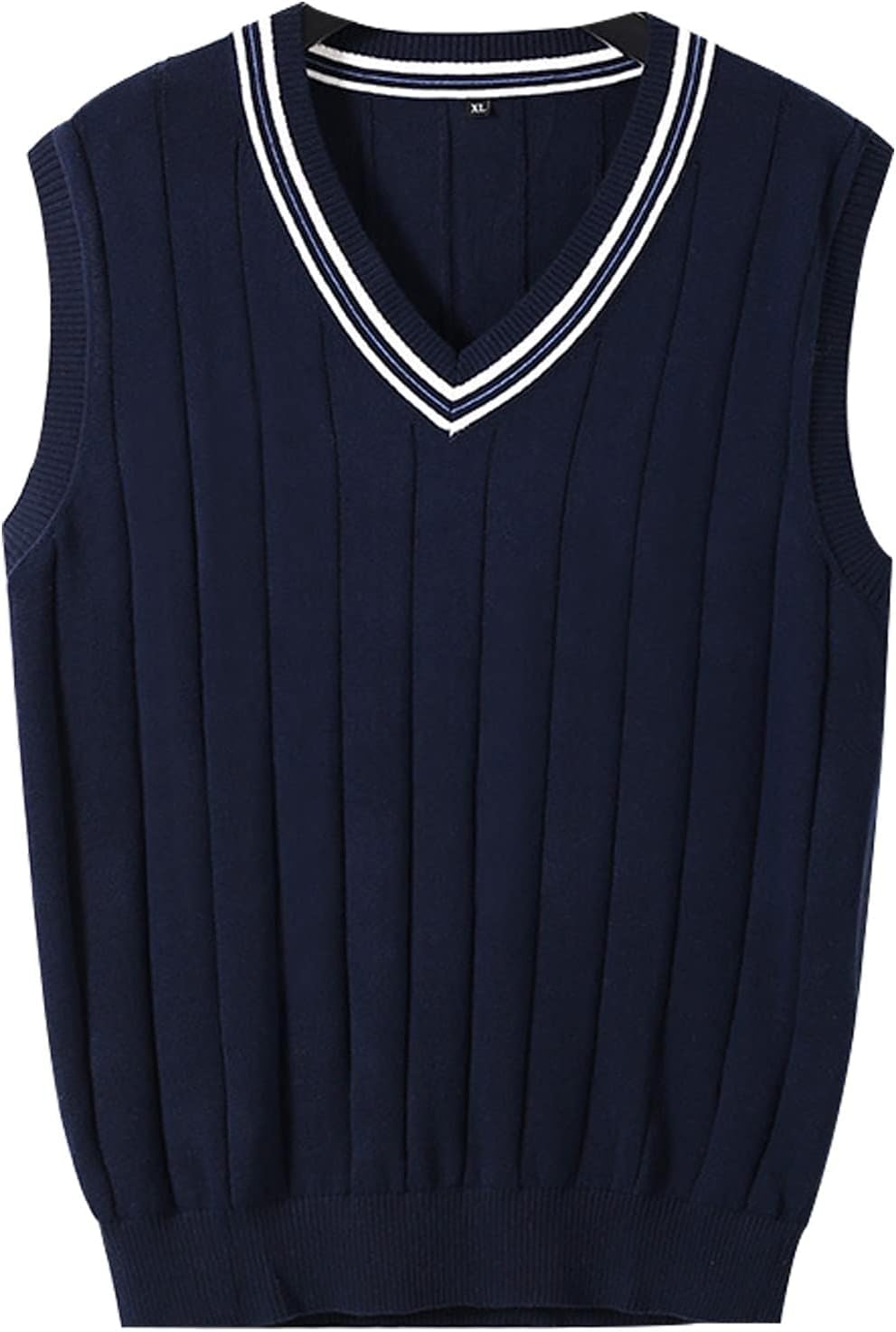 Mens Sweater Vest Lightweight 100% Cotton Relaxed Fit V Neck Sleeveless Knitted Pullover