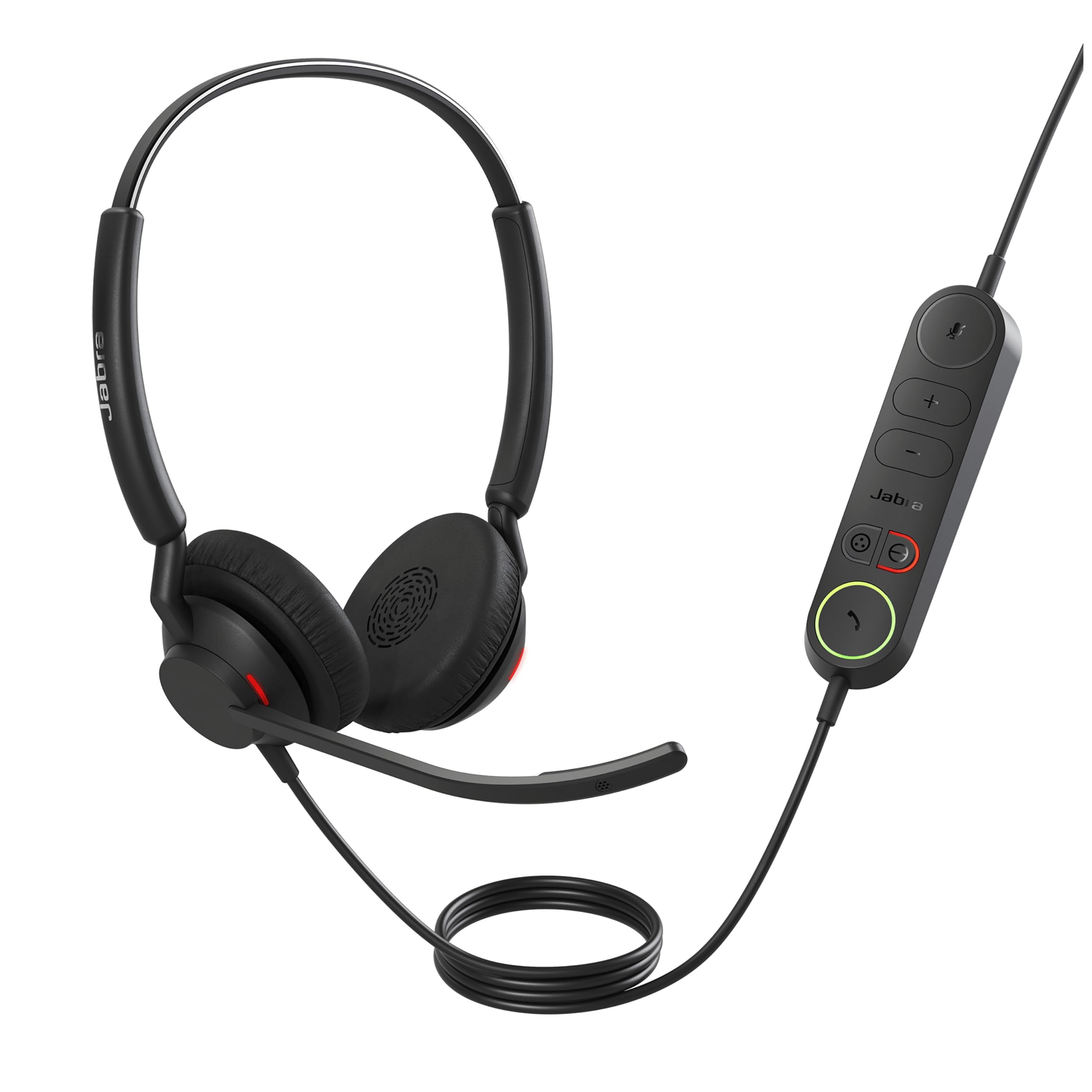 Jabra Engage 40 przewodowy zestaw słuchawkowy stereo z wbudowaną obsługą połączeń - redukcja szumów, 2 mikrofony, ultralekki, kabel USB-A - współpracuje z Unified Communications (Zoom, Unify) - czarny