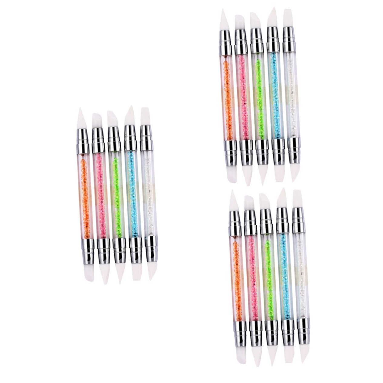 FRCOLOR 15 Piezas Pinceles Para Uñas Herramienta De Arte De Uñas Bolígrafo De Silicona Pluma De Uñas Cepillo De Uñas Pluma De Arte De Uñas Lápiz Con Diamante