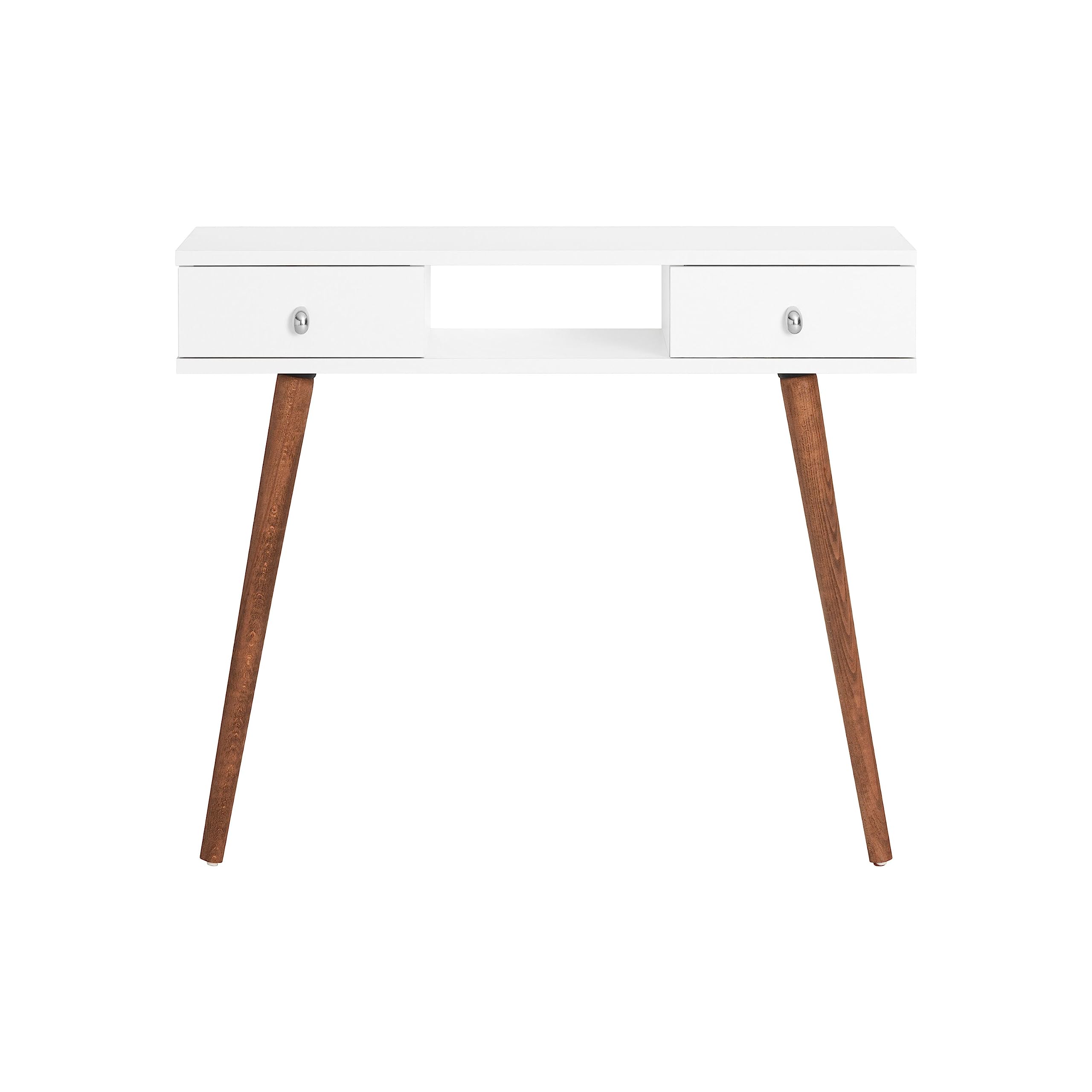Recibidor Consola Blanco y Roble 90 x 30 x 77 cm con Dos cajones Temis