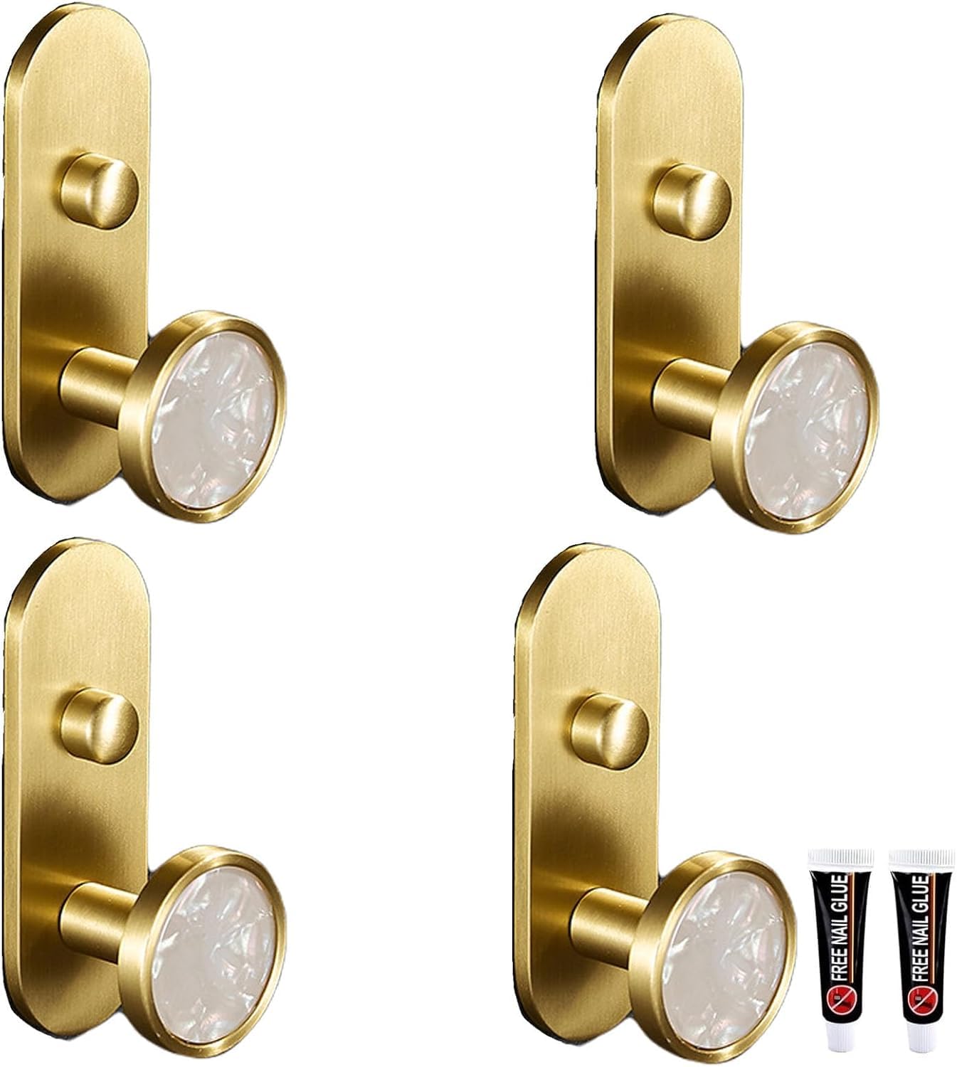MOPAHCVT Clothing Racks Coat Hook,no Drilling Required, Brass Finish, Waterproof and Rust-Resistant(White,82mm)