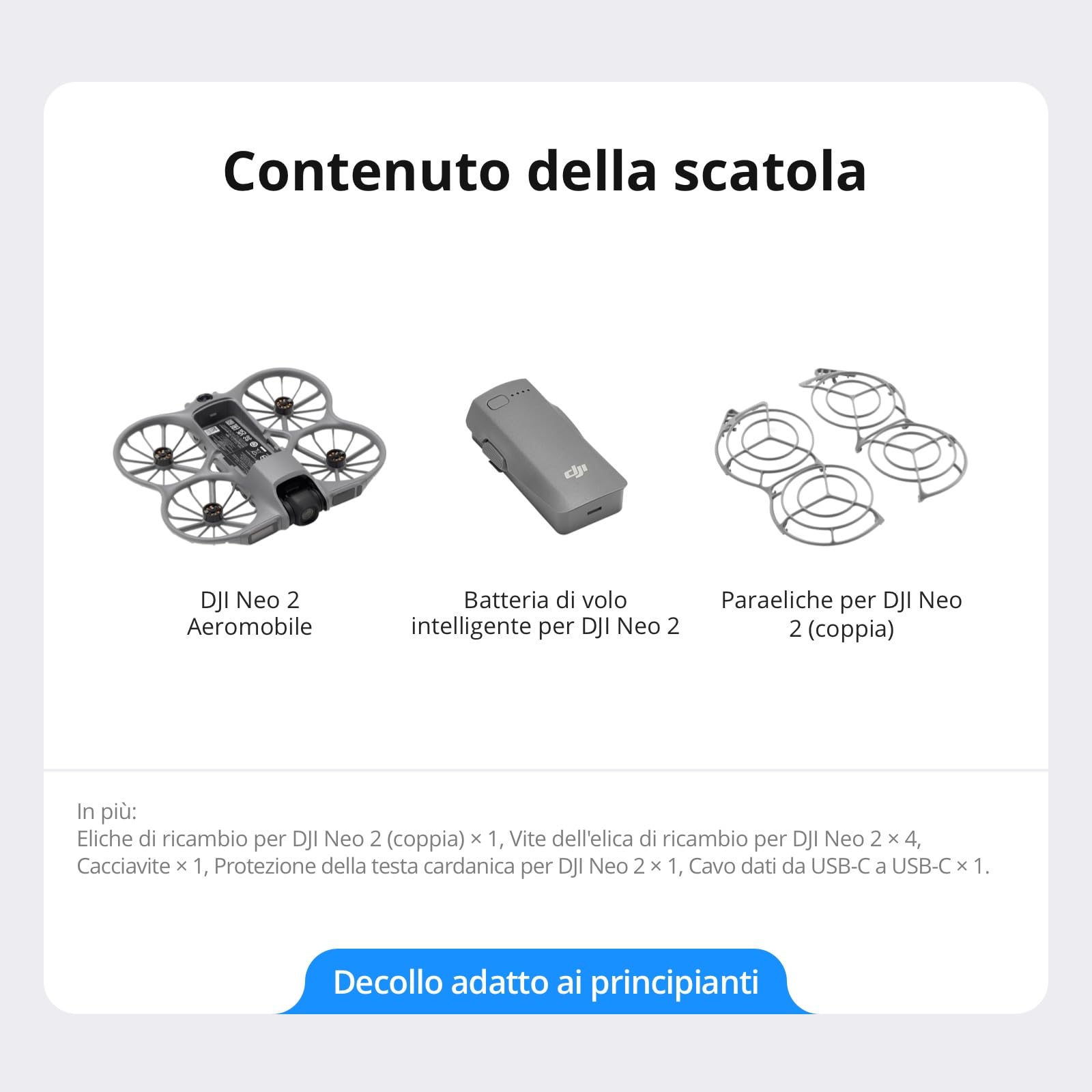 DJI Neo 2 (drone singolo), drone 4K leggero con fotocamera | Decollo e atterraggio dal palmo della mano, controllo con gesti, ActiveTrack, rilevamento omnidirezionale degli ostacoli
