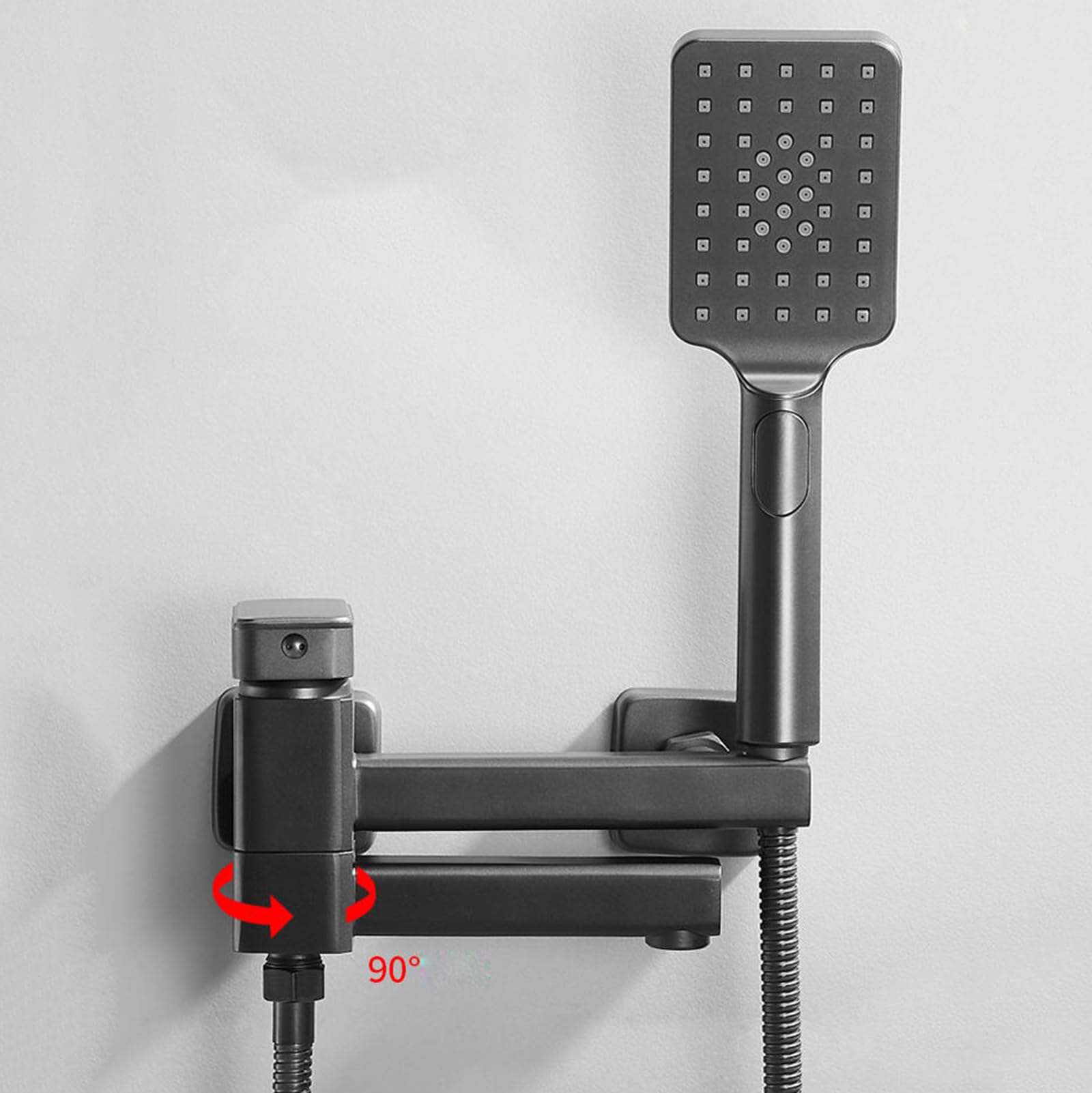 Nowoczesna kąpiel pod prysznicem kranu Mikser Bath Prysznica Zestaw Site 90 ° Dysza obrotowa dysza na ścianę mosiężne kran w kąpieli pojedynczy uchwyt Mikser pod prysznicem zestawu do kąpieli, szary