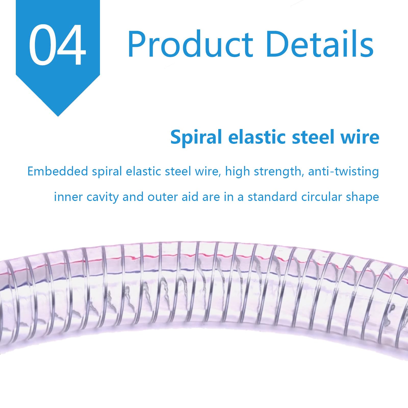 Wąż stalowy PVC o średnicy 75 mm, 1 metr | Przezroczysty wąż PVC z osadzonym spiralnym drutem stalowym do przesyłu oleju wodno-powietrznego(Thickness:5mm)