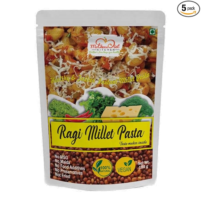 Instant Ragi Millet Pasta - 360 GMS | (Pack of 2 - Each 180 GMS) | Easy & Ready to Cook | Zero Maida & 100% Vegan I Taste Maker Added