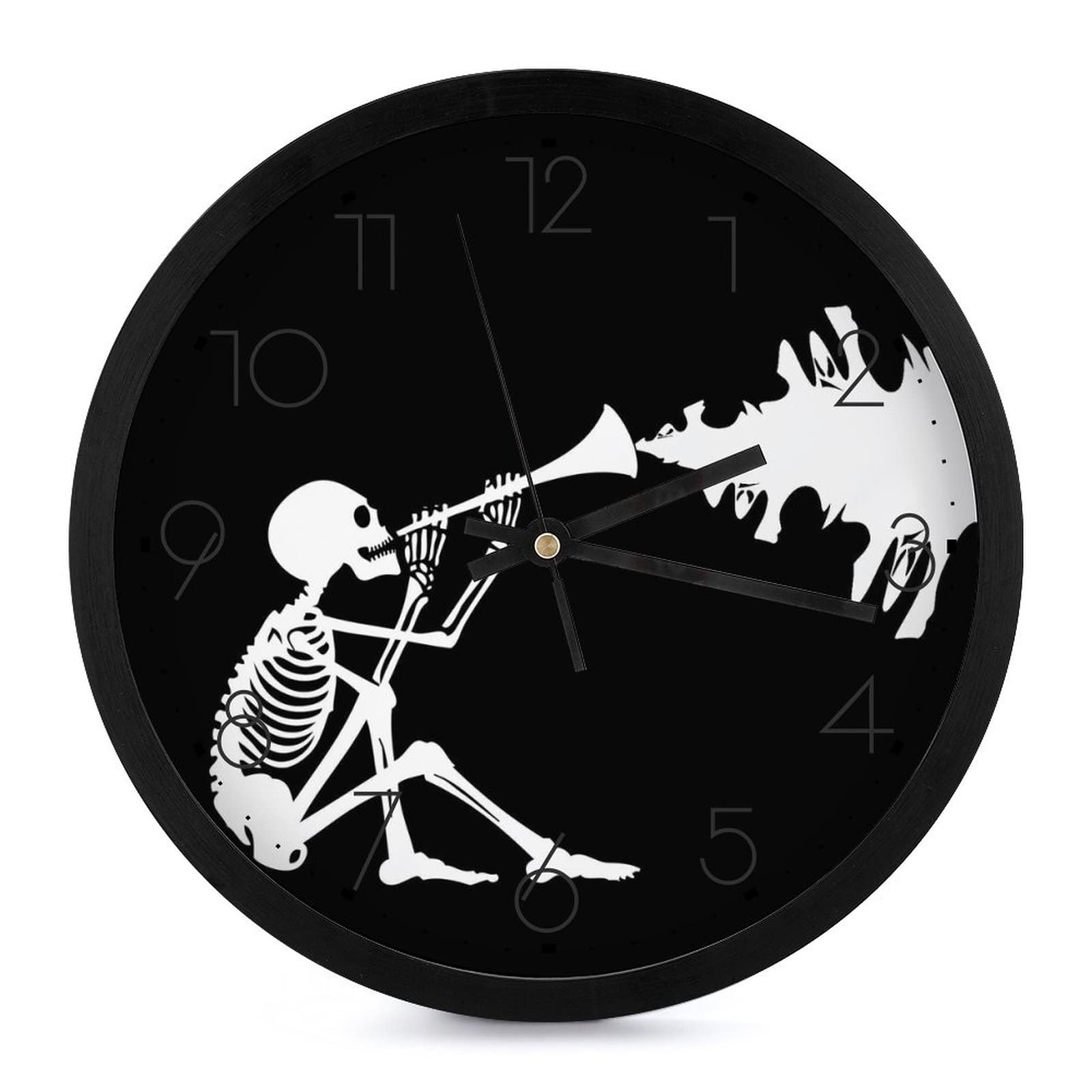 Horloge murale ronde squelette pour salon et cuisine design aux grands chiffres