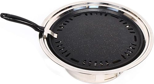 Miniatura 8 de Parrilla de carbón para barbacoa de 15.7 pulgadas, estufa redonda, parrilla de carbono para el hogar, para campamento, picnic, fiesta, color plateado