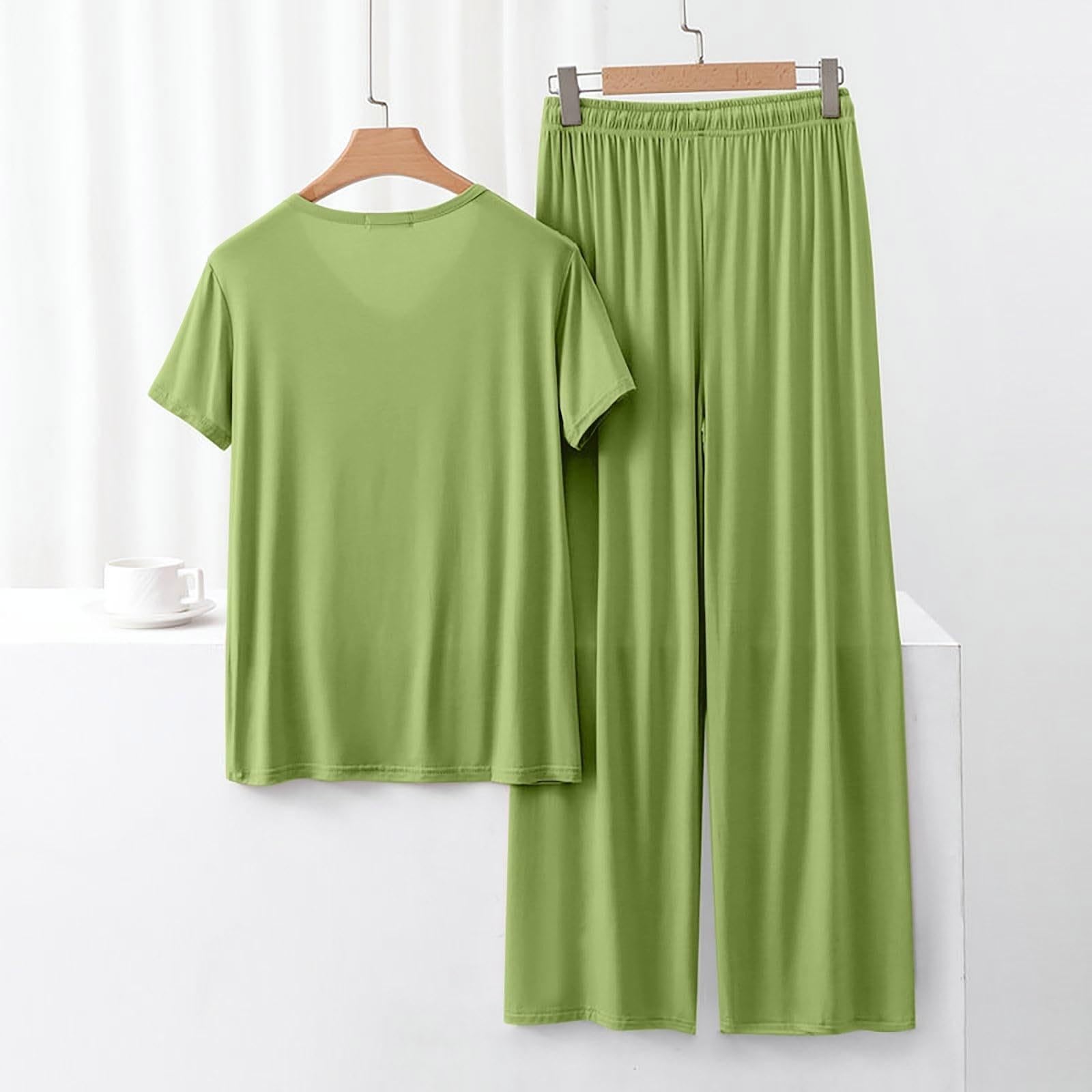 Pijama de mujer de verano corto sexy, pijama para mujer, algodón muy grande | Noche de cuello sastre Camisas de noche Albornoces Caraco Talla Elástica Slacks Suave / Suave Conjunto Pijama Sudadero