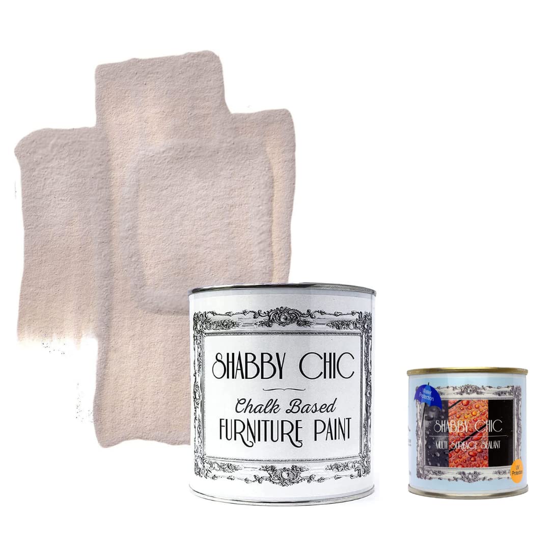 Shabby Chic Chalk Based Furniture Paint - Liter Strawberry Yoghurt & 8.5oz Multi Surface Sealant Clear - Bundle - for Home Decor, DIY Projects, Wood Furniture