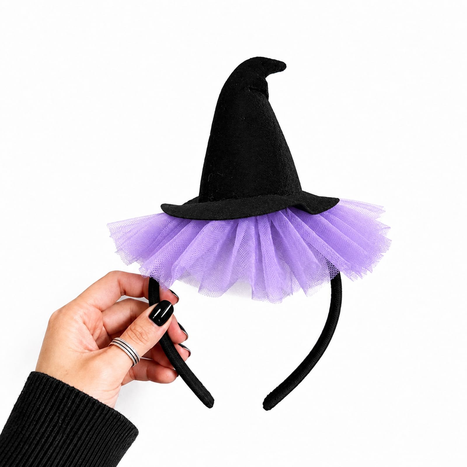 Shewant Gothic Tulled Witch Hat Headband for Women – Halloween Costume Hair Accessory, Party Headwear for Adults
