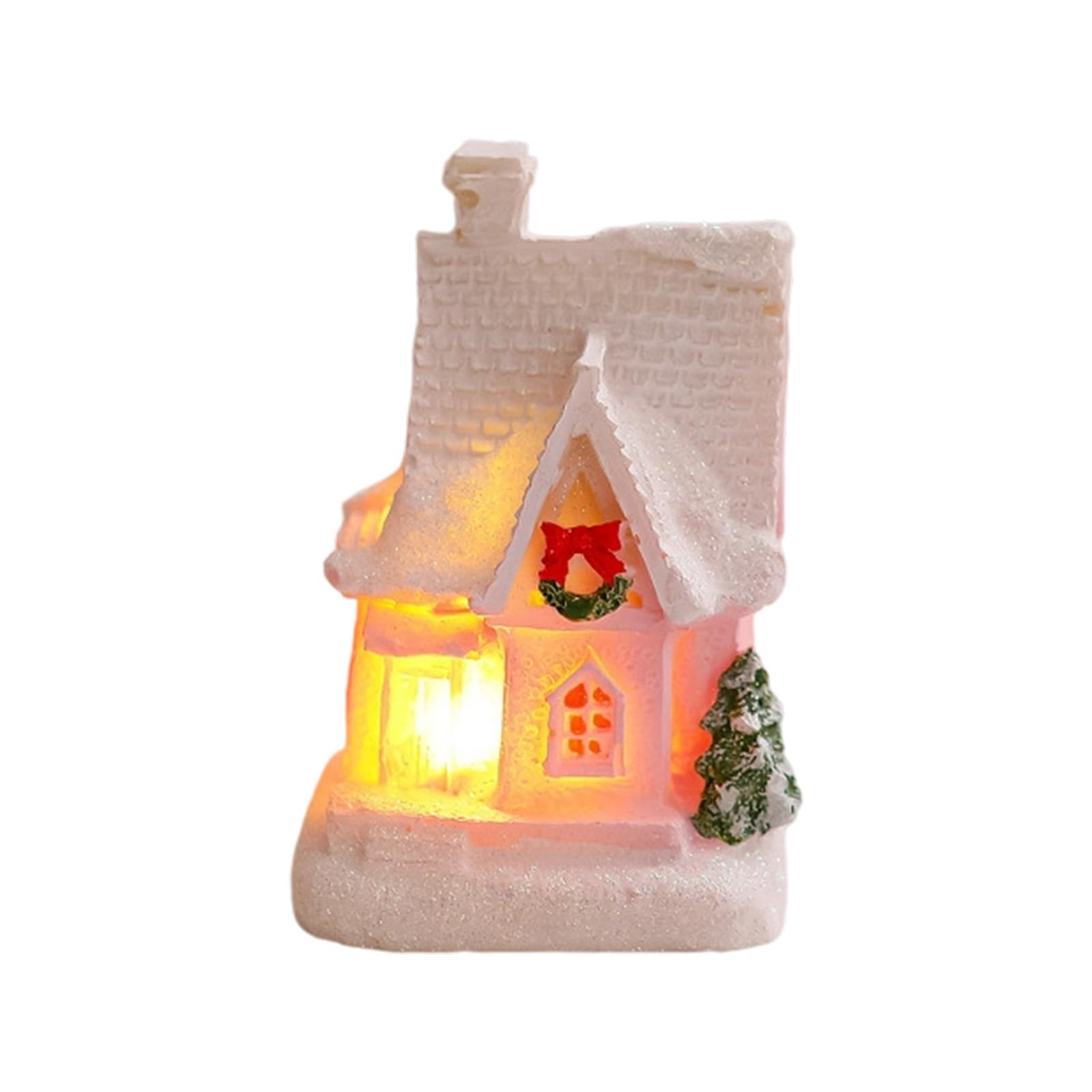 carotoe Holiday Season Cottage Ornament Decorative Light Up House with Resin Construction for Kids Rooms and Outdoor Use Kids Room Glowing Holiday Decoration