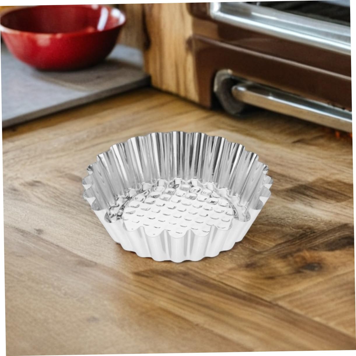 Moldes para Tartaletas de Huevo de Acero Inoxidable 30 Piezas Plata | Moldes para Tartas para Hornear, Borde Redondo y Forma de Flor, Limpieza Fácil y Mayor Estabilidad