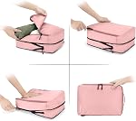 Compression Packing Cubes, Lumesner 8 Set Travel Packing Cubes for Carry on Suitcases, Compression Suitcase Organizers Bag Set & Travel Cubes (8-piece, Pink)