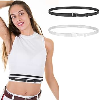 Tyqour 2pcs Womens Elastic Belt Tucky Belt to Crop Tops