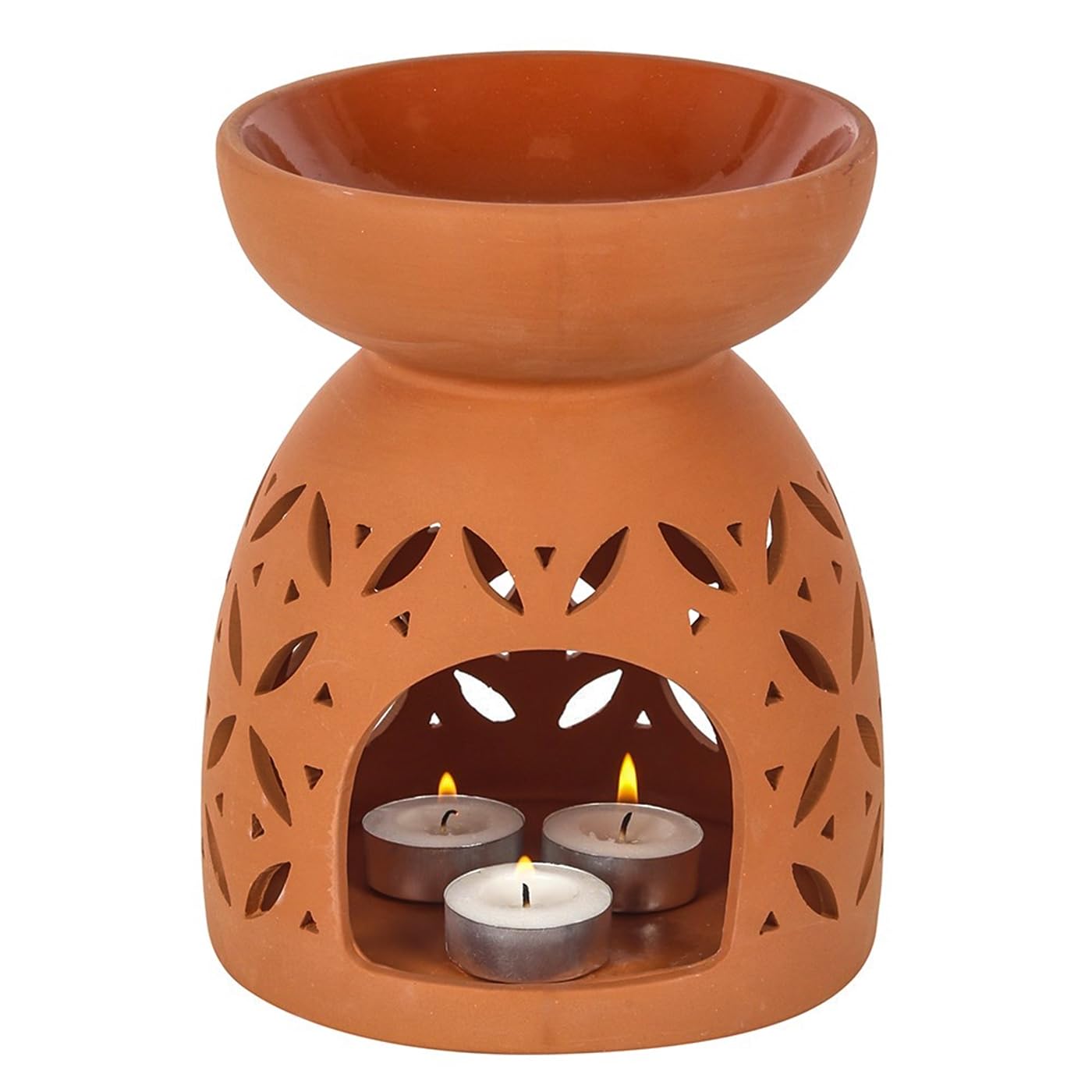 Tech Island Terracotta Oil Burner Large Wax Burner, Deep Bowl Wax Melt Burners, Wax Melts, Aromatherapy Diffuser Oil Diffuser, Essential Oil Diffusers for Home Air Fresheners Room Décor