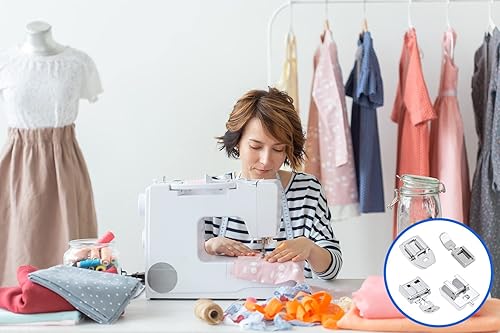 Miniatura 7 de Juego de 4 prensatelas con cremallera invisible y oculta, se adapta a la mayoría de máquinas de coser Singer, Brother, Janome, Babylock de caña baja