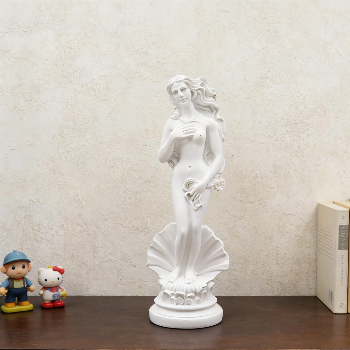 Riven Scultura in resina di Afrodite, statua decorativa della dea greca con base di conchiglia, ornamenti classici bianchi per la decorazione artistica della casa