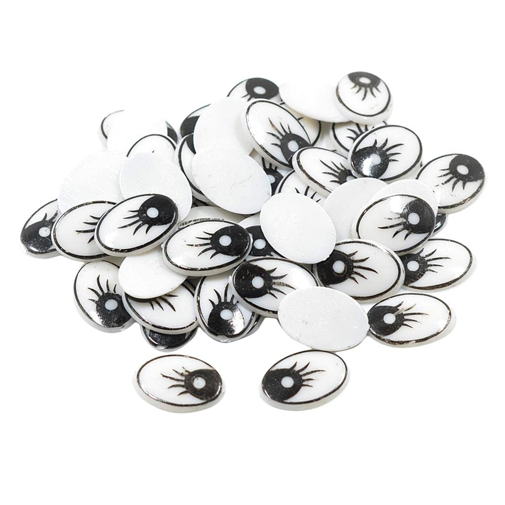 MYADDICTION 60 Pieces DIY Plastic Cartoon Eyes Flat Clay Animal Doll Oval Eyes Toy White Crafts | Multi-Purpose Craft Supplies | Other Multi-Purpose Crafting-image-28