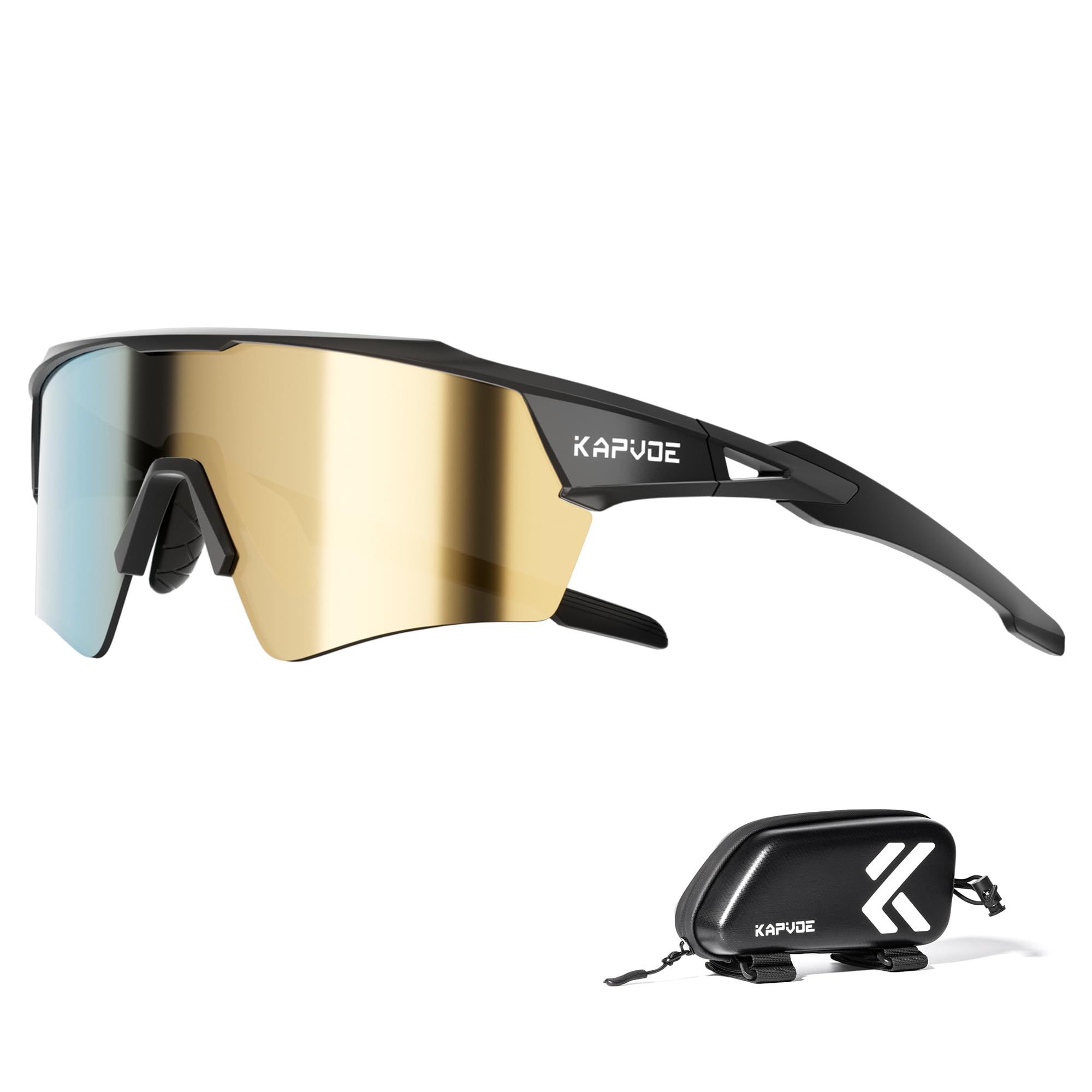 KAPVOE Polaryzowane okulary rowerowe dla mężczyzn i kobiet, okulary do jazdy na rowerze górskim, 3 wymienne soczewki, oprawki TR90, sportowe okulary przeciwsłoneczne, ochrona UV400, do jazdy na