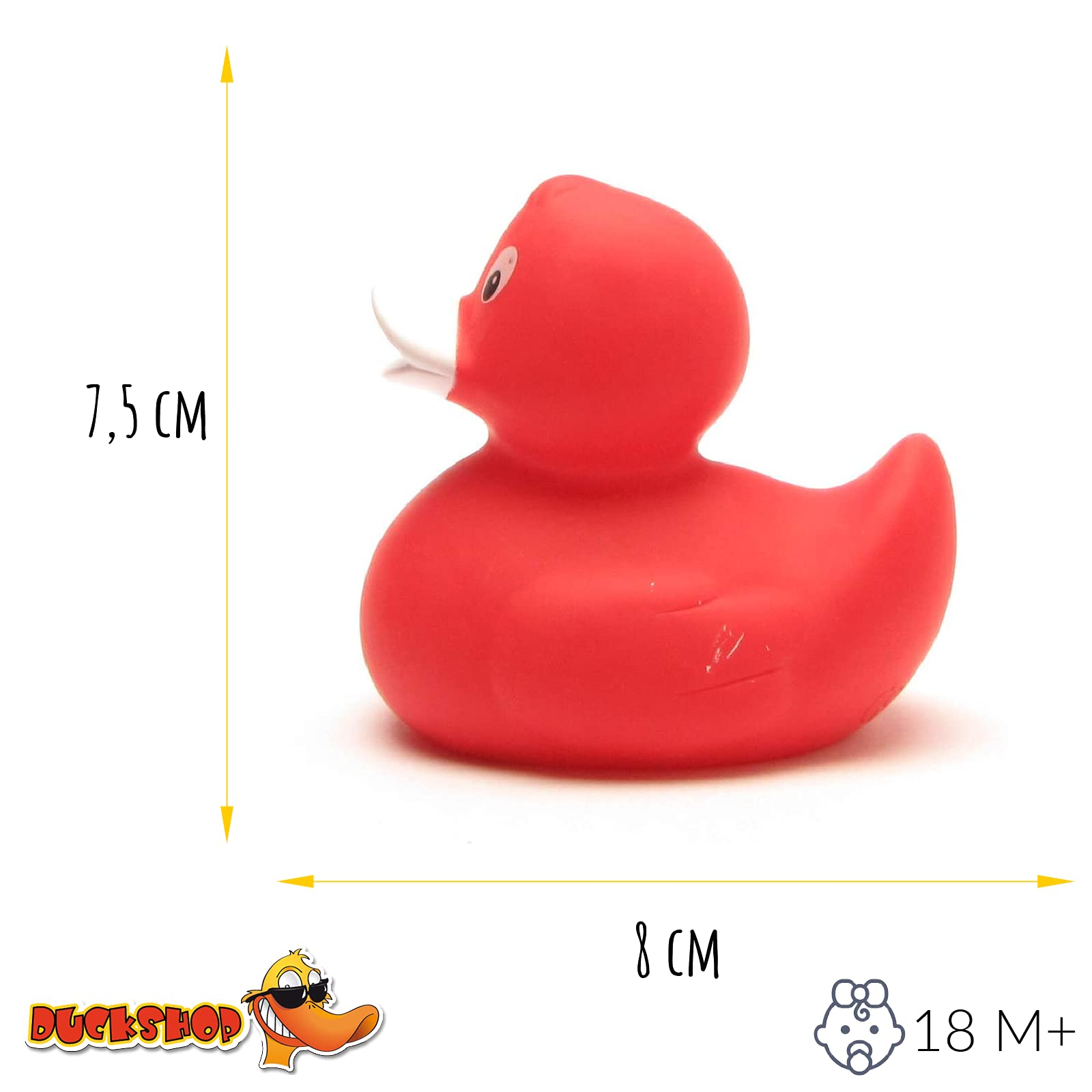 Duckshop Bath Duck I Love Switzerland I Squeaky Duck I L: 8 cm, Red, Small - Image 4