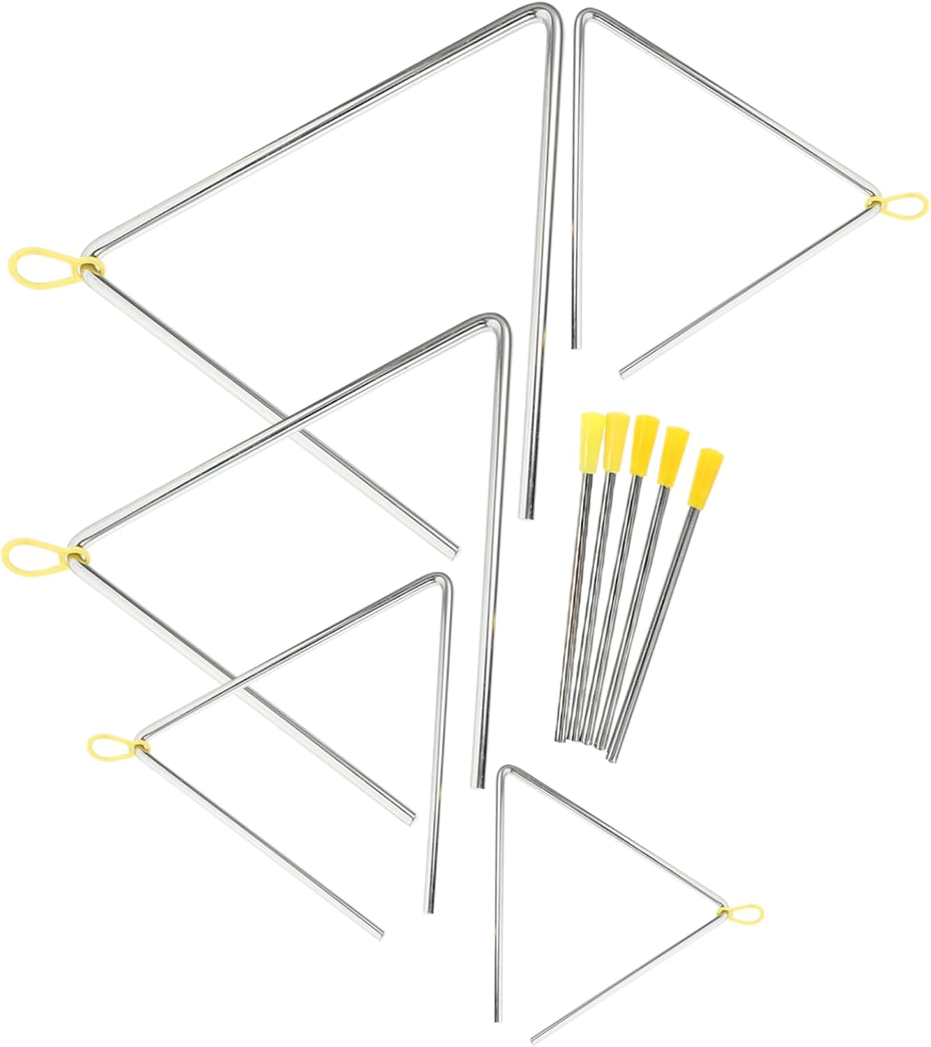5Sets Triangle Music Percussion Instrument Bright Sound Handheld Triangles for Educational Instruments with Strikers for Music Learning and Playtime