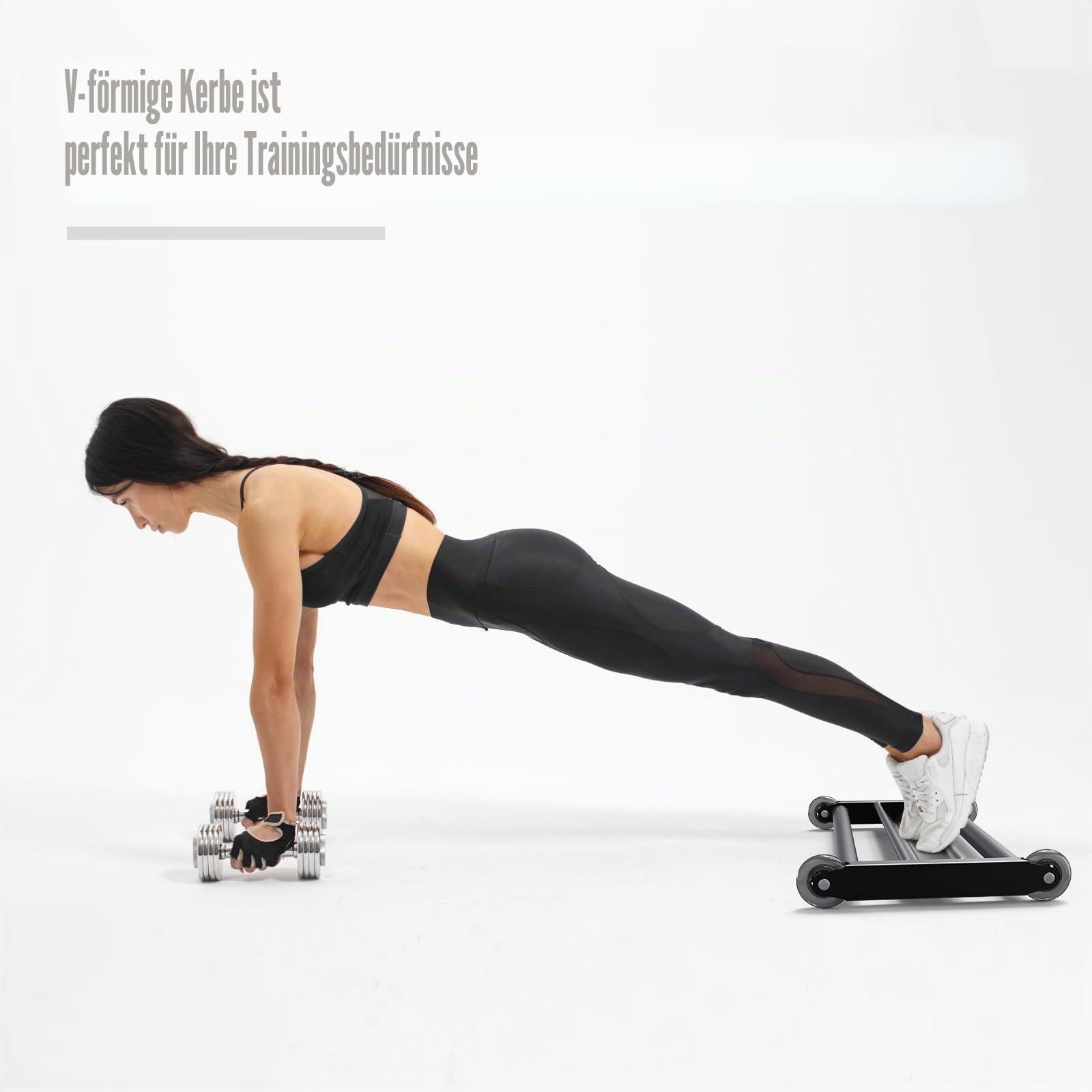 Bauchroller Bauchmuskeltrainer - Glute Ham Glider, Multifunktionale Oberschenkelrolle mit Glatten Rädern, V-Stange für Beinbeuger, Ab Roller Workout und Rumpfkrafttraining