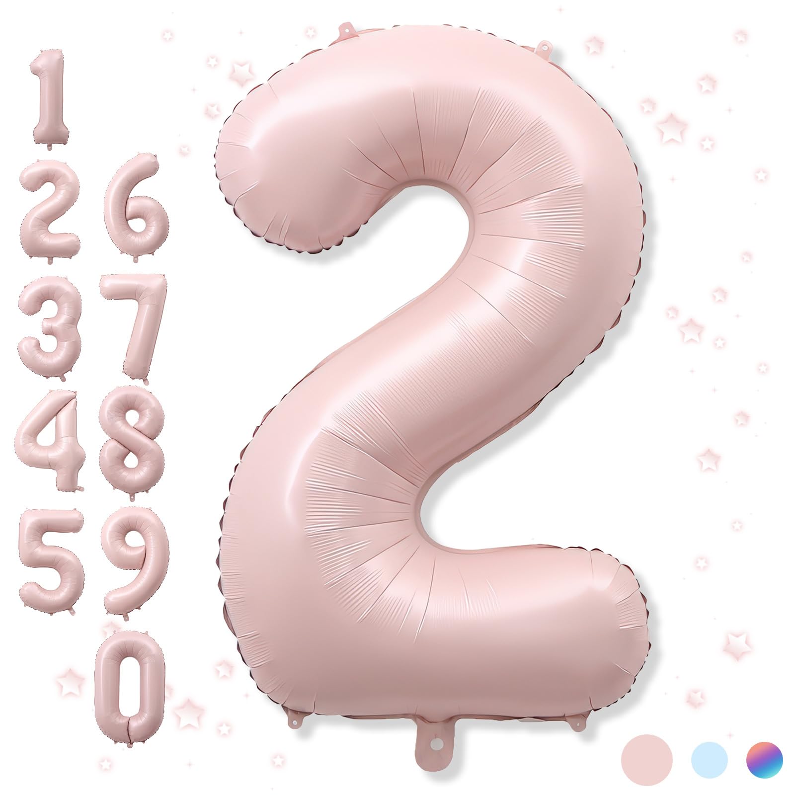 Photo 1 of *See Clerk Notes* 40 Inch 2 Balloon Number, Large Dusty Baby Pink Foil Number 2 Balloons Birthday Party Decor, Light Blush Matte Pink Mylar Helium Self Inflating Two Balloon for Girl 2nd Birthday Baby Shower Decoration