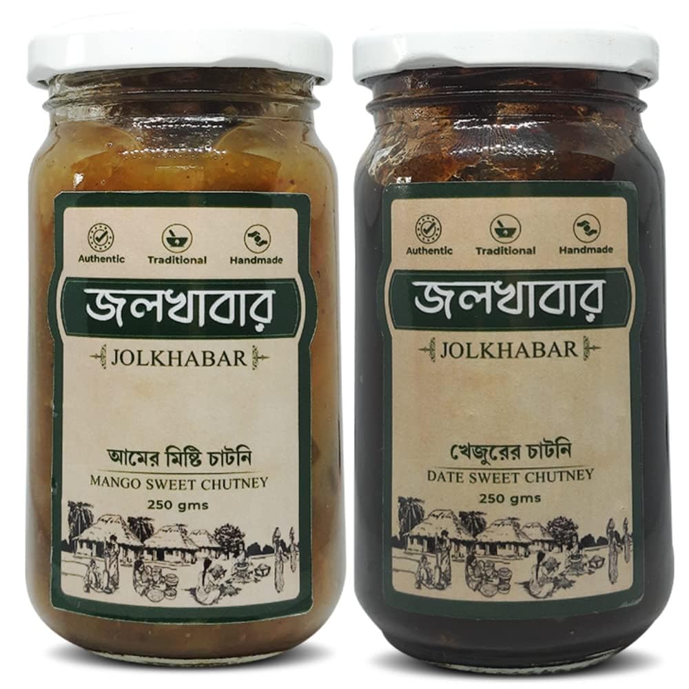 JOLKHABAR | KHEJUR Misti Chatni n Aam Misti Chatni | 500gm Pack - Date Sweet Chutney n Mango Sweet Chutney | Bengali Misti Chutney | Authentic Traditional Handmade | 500gms Pack (250 gms each) | Pack of 2-image-22