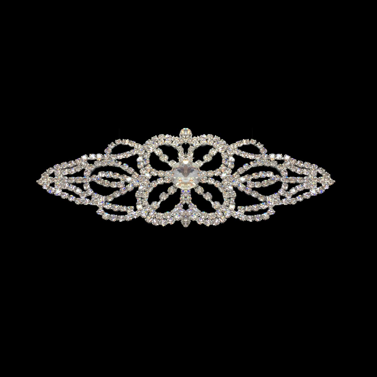 Trimming Shop Rhinestone Diamante Silver Bridal Wedding Sew On Motif Crystal Applique Patch 67 Silver/Clear