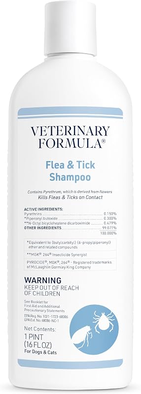 Flea and Tick Shampoo for Dogs and Cats, 16 oz