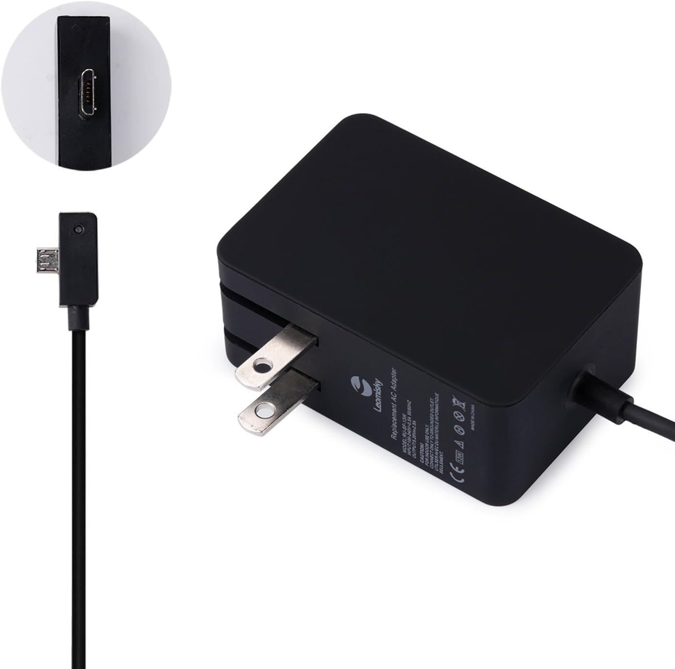 Surface 3 Charger, Leomisky 13W 5.2V 2.5A AC Power Supply Adapter for Microsoft Surface 3 Tablet with 5Ft Power Cord