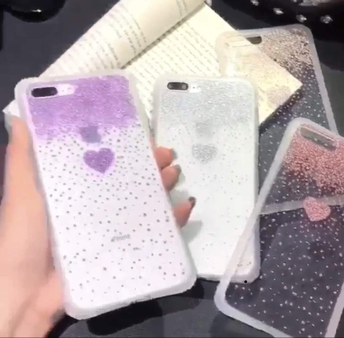 CAPA CASE CAPINHA TRANSPARENTE COM GLITTER DE CORAÇÃO IPHONE 7/8 PLUS (ROSA  CLARO) | Amazon.com.br